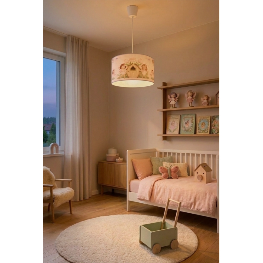 Brilagi - LED-подвесная люстра для детской BOBO 1xE27/60W/230V Ø 35 см розовая/с феями