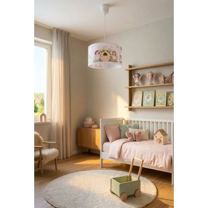 Brilagi - LED-подвесная люстра для детской BOBO 1xE27/60W/230V Ø 35 см розовая/с феями