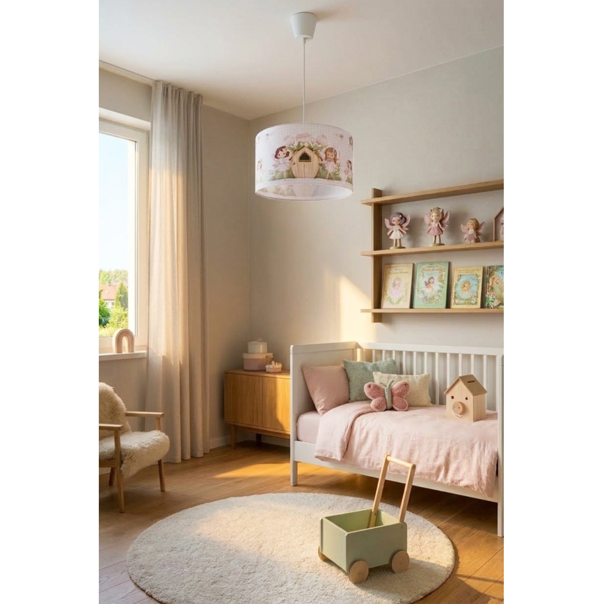 Brilagi - LED-подвесная люстра для детской BOBO 1xE27/60W/230V Ø 35 см розовая/с феями