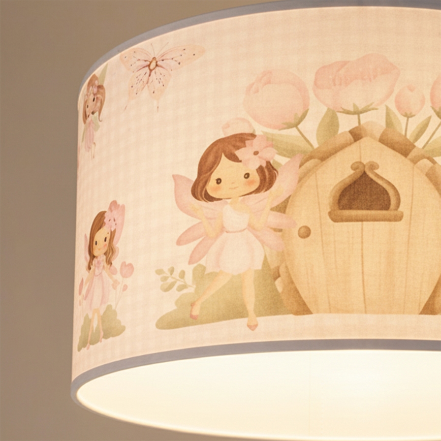 Brilagi - LED-подвесная люстра для детской BOBO 1xE27/60W/230V Ø 35 см розовая/с феями