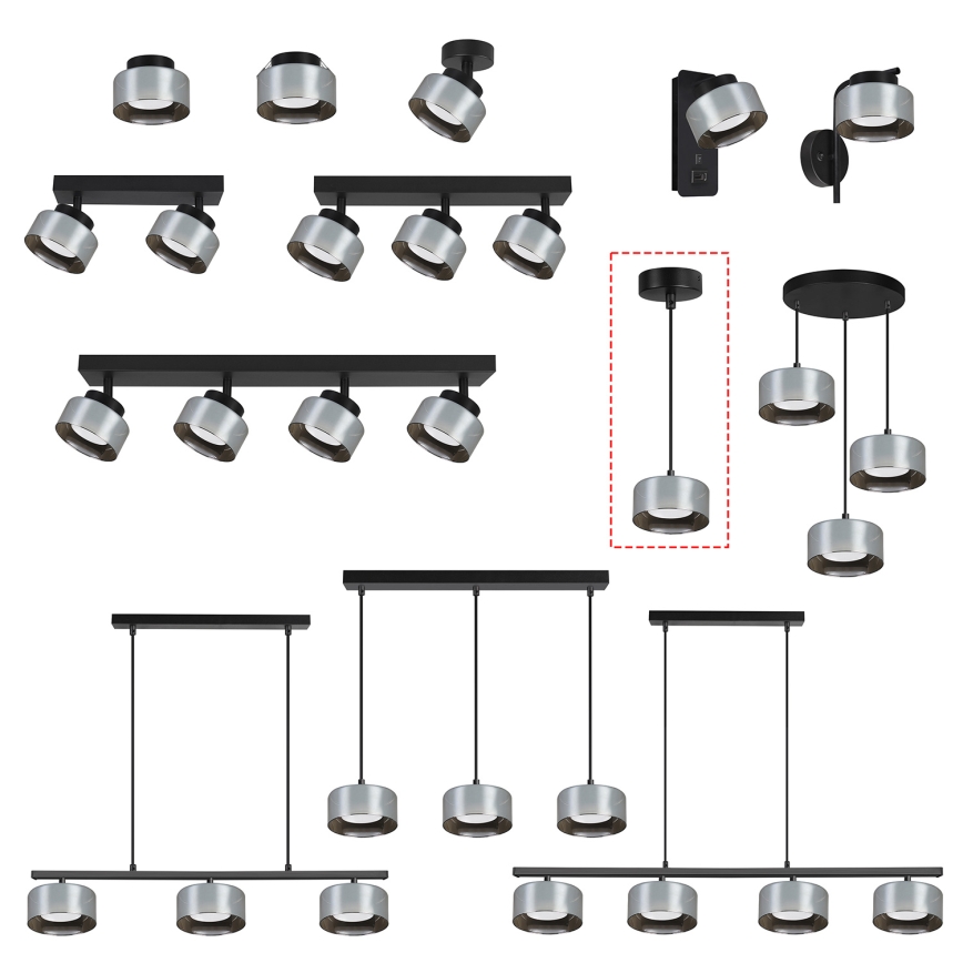 Brilagi - LED Подвесная люстра на тросе AURA LUX 1xGX53/30W/230V черный/дымчатый