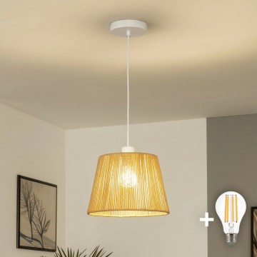 Brilagi - LED-подвесная люстра на тросе CERIA BOHO 1xE27/40W/230V, диаметр 28 см, коричневая