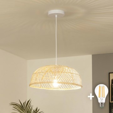 Brilagi - LED-подвесная люстра на тросе CERIA BOHO 1xE27/40W/230V, диаметр 60 см, ротанг