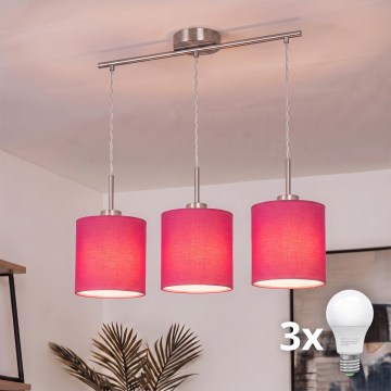 Brilagi - LED подвесная люстра на тросе NUBILA 3xE27/60W/230V розовая