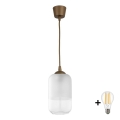 BRILAGI - LED-подвесной светильник на шнуре RETRO GLASS 1xE27/60W/230V диаметр 14 см коричневый/белый