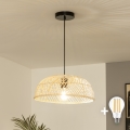 Brilagi - LED-подвесной светильник на тросе CERIA BOHO 1xE27/40W/230V, диаметр 40 см, ротанг