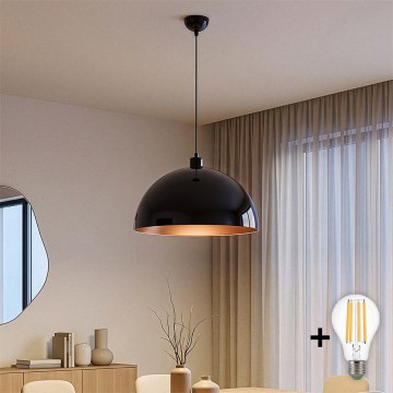 BRILAGI - LED-подвесной светильник на тросе METALO 1xE27/40W/230V Ø 40 см чёрный/медный