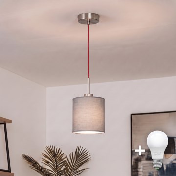 Brilagi - LED-подвесной светильник на тросе NUBILA 1xE27/60W/230V диаметр 14 см красный/светло-серый