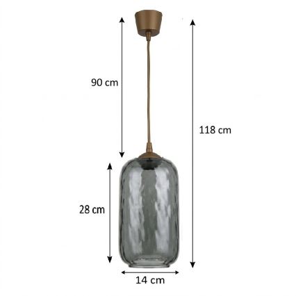 BRILAGI - LED-люстра на тросе RETRO GLASS 1xE27/60W/230V диаметр 14 см коричневая/дымчато-серая