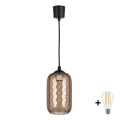 BRILAGI - LED-подвесной светильник на тросе RETRO GLASS 1xE27/60W/230V диам. 14 см черный/дымчато-коричневый