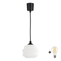 BRILAGI - LED-подвесной светильник на тросе RETRO GLASS 1xE27/60W/230V диам. 20 см черный/белый
