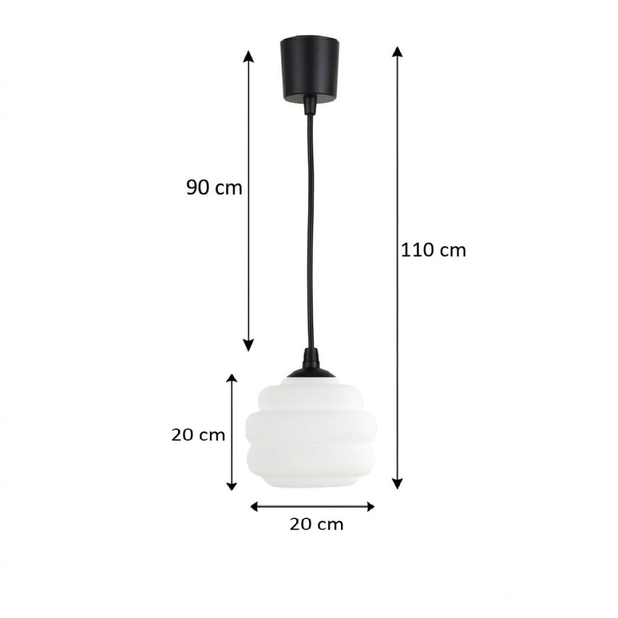 BRILAGI - LED-подвесной светильник на тросе RETRO GLASS 1xE27/60W/230V диам. 20 см черный/белый