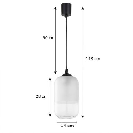 BRILAGI - LED-подвесной светильник на тросе RETRO GLASS 1xE27/60W/230V, диаметр 14 см, черный/белый