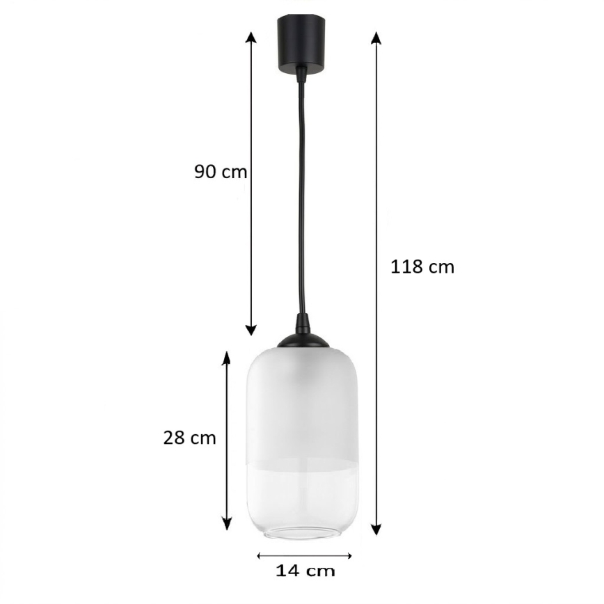 BRILAGI - LED-подвесной светильник на тросе RETRO GLASS 1xE27/60W/230V, диаметр 14 см, черный/белый