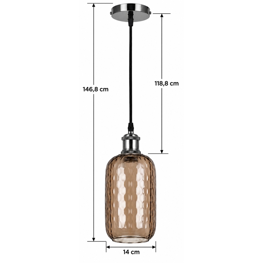 BRILAGI - светодиодная люстра на тросе RETRO GLASS 1xE27/60W/230V диаметр 14 см черный/дымчато-коричневый