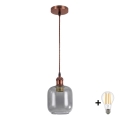 BRILAGI - LED-подвесной светильник на тросе RETRO GLASS 1xE27/60W/230V Ø 14 см медный/дымчато-серый