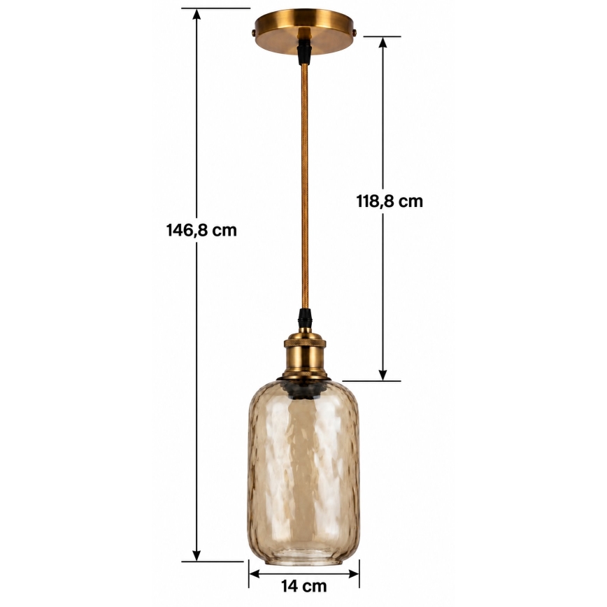 BRILAGI - LED-люстра на тросе RETRO GLASS 1xE27/60W/230V Ø 14 см золотая/дымчато-коричневая