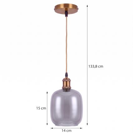 BRILAGI - LED люстра на тросе RETRO GLASS 1xE27/60W/230V Ø 14 см золотая/дымчато-серая
