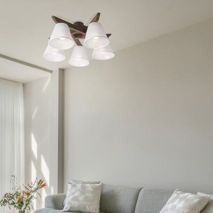 Brilagi - Светодиодная накладная люстра ANTHONY 5xE14/40W/230V дуб орех/белый