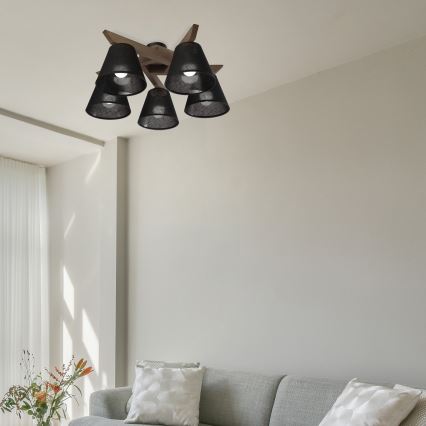 Brilagi - Светодиодная накладная люстра ANTHONY 5xE14/40W/230V дуб орех/черный