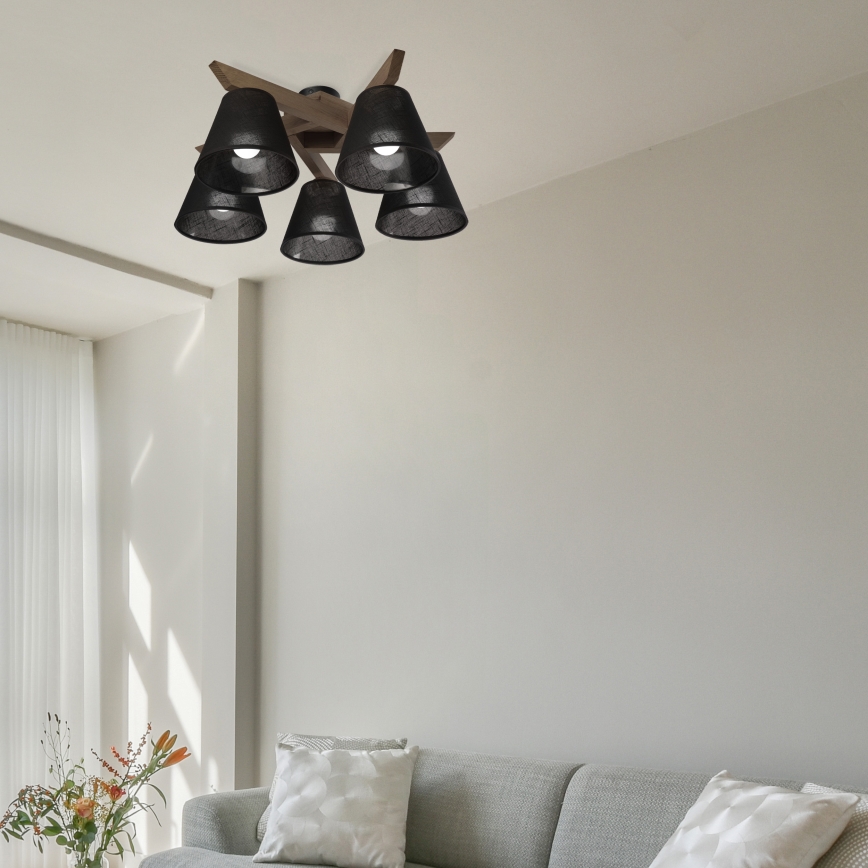 Brilagi - Светодиодная накладная люстра ANTHONY 5xE14/40W/230V дуб орех/черный