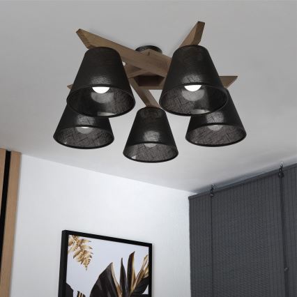 Brilagi - Светодиодная накладная люстра ANTHONY 5xE14/40W/230V дуб орех/черный