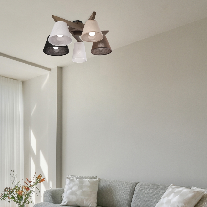 Brilagi - Светодиодная накладная люстра ANTHONY 5xE14/40W/230V дуб орех