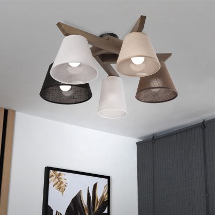 Brilagi - Светодиодная накладная люстра ANTHONY 5xE14/40W/230V дуб орех