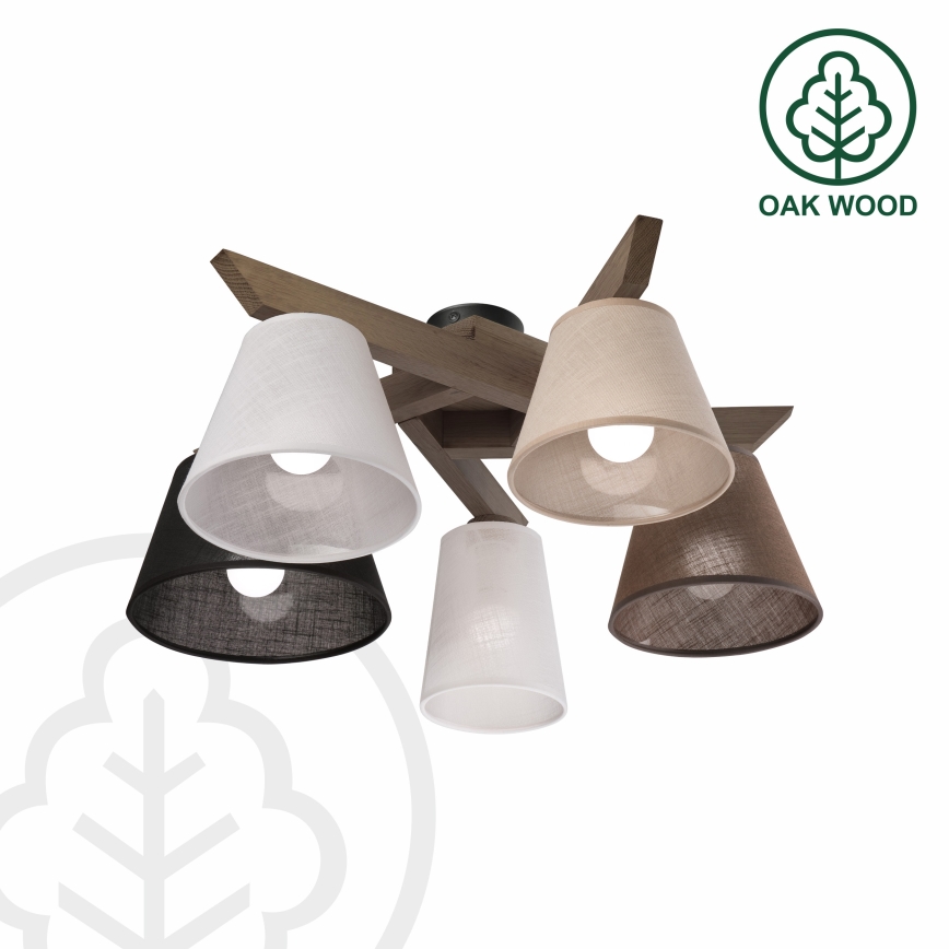 Brilagi - Светодиодная накладная люстра ANTHONY 5xE14/40W/230V дуб орех