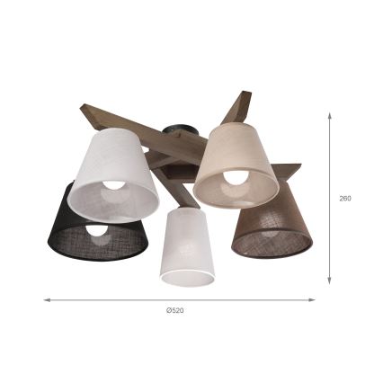 Brilagi - Светодиодная накладная люстра ANTHONY 5xE14/40W/230V дуб орех