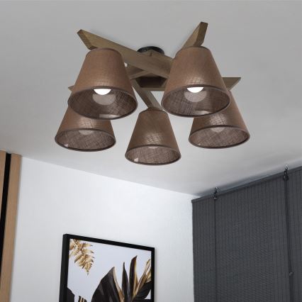 Brilagi - Светодиодная накладная люстра ANTHONY 5xE14/40W/230V дуб орех/коричневый