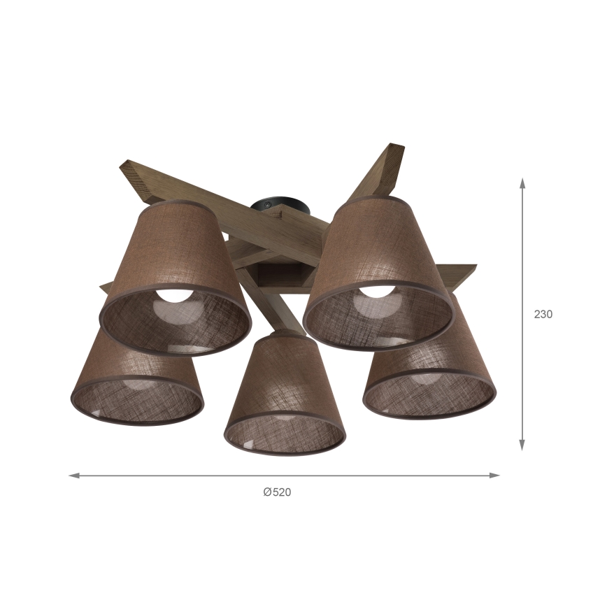 Brilagi - Светодиодная накладная люстра ANTHONY 5xE14/40W/230V дуб орех/коричневый