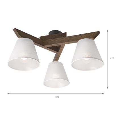 Brilagi - Светодиодная накладная люстра ANTHONY 3xE14/40W/230V дуб орех/белый