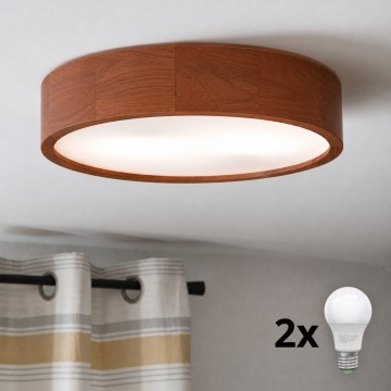 Brilagi - LED потолочный светильник CARVALHO 2xE27/30W/230V дуб/вишня, диаметр 37 см