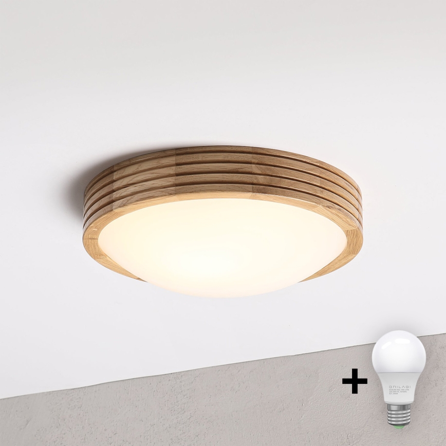 Brilagi - LED потолочный светильник CARVALHO MODERN SLIM 1xE27/60W/230V диаметр 27,5 см, дуб