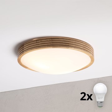 Brilagi - LED потолочный светильник CARVALHO MODERN SLIM 2xE27/60W/230V Ø 37,5 см, дуб
