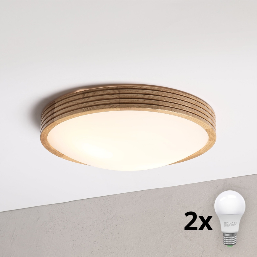Brilagi - LED потолочный светильник CARVALHO MODERN SLIM 2xE27/60W/230V Ø 37,5 см, дуб