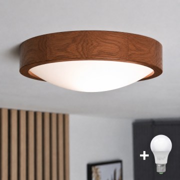 Brilagi - LED потолочный светильник CARVALHO SLIM 1xE27/15W/230V дуб/вишня диам. 27 см