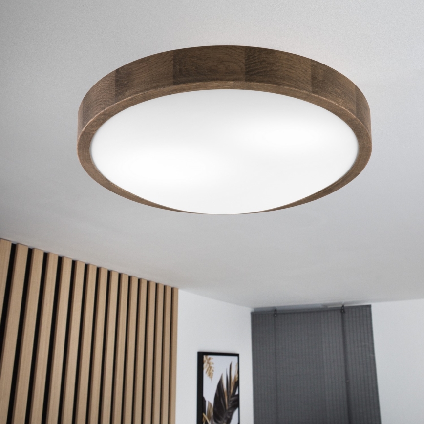 Brilagi - LED-потолочный светильник CARVALHO SLIM 2xE27/15W/230V дуб/орех, диаметр 37 см