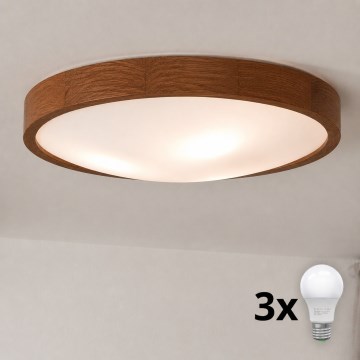 Brilagi - LED потолочный светильник CARVALHO SLIM 3xE27/15W/230V дуб/вишня, диаметр 47 см