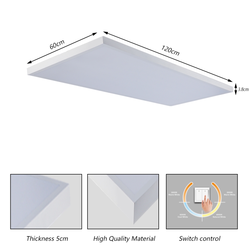 Brilagi - потолочный LED-светильник для ванной комнаты FRAME LED/96W/230V 120x60 cm 3000/4000/6000K IP44 белый