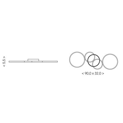 Brilagi - LED потолочный светильник ECHO LED/40 Вт/230 В 4000 К 32x90 см черный