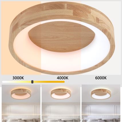 Brilagi - LED-потолочный светильник FALCON WOOD LED/30W/230V 3000/4000/6000K, диаметр 45 см, дерево