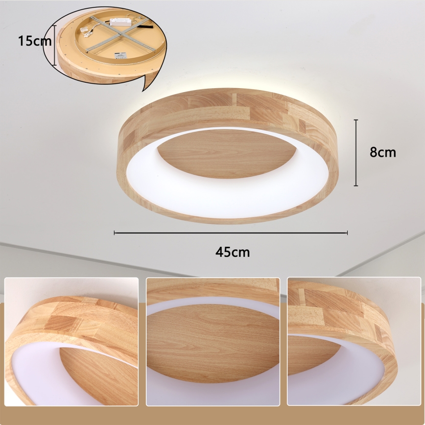 Brilagi - LED-потолочный светильник FALCON WOOD LED/30W/230V 3000/4000/6000K, диаметр 45 см, дерево