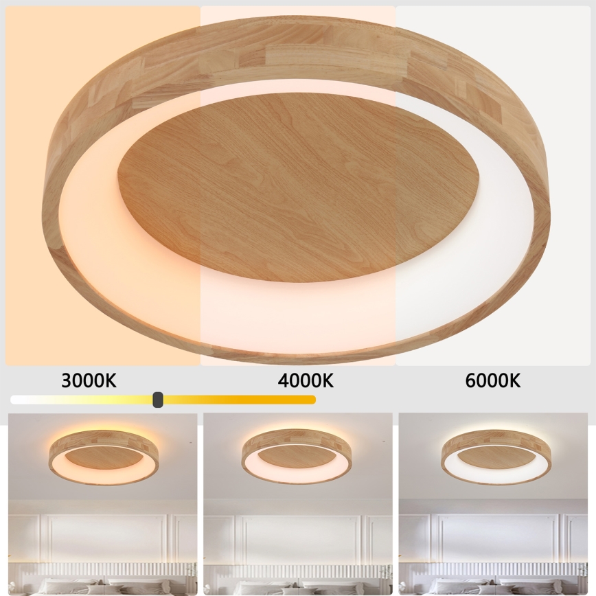 Brilagi - потолочный светильник LED FALCON WOOD, 40 Вт, 230 В, 3000/4000/6000 К, диаметр 60 см, с деревянной отделкой