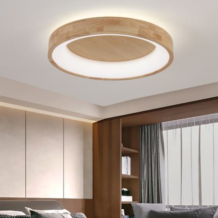 Brilagi - потолочный светильник LED FALCON WOOD, 40 Вт, 230 В, 3000/4000/6000 К, диаметр 60 см, с деревянной отделкой