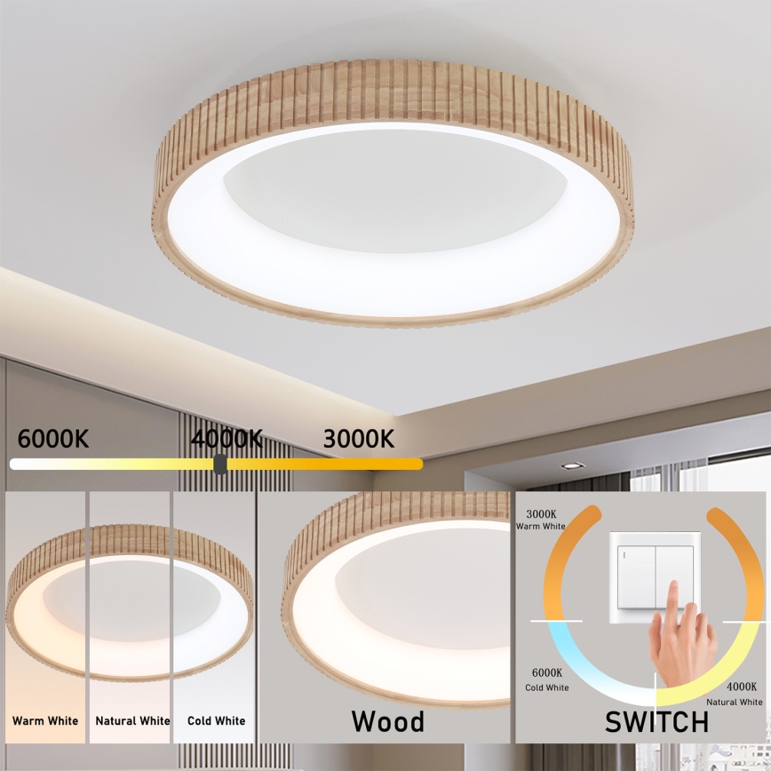 Brilagi - LED потолочный светильник FALCON WOOD MODERN LED/40 Вт/230 В 3000/4000/6000 К диам. 60 см дерево