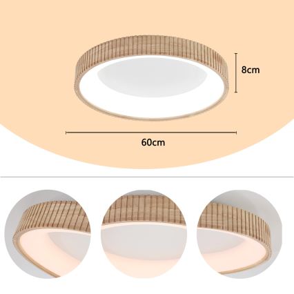 Brilagi - LED потолочный светильник FALCON WOOD MODERN LED/40 Вт/230 В 3000/4000/6000 К диам. 60 см дерево
