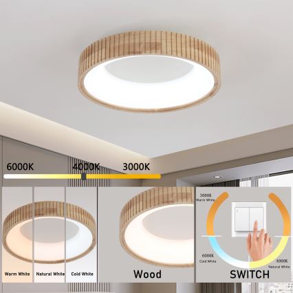 Brilagi - LED потолочный светильник FALCON WOOD MODERN LED/30 Вт/230 В 3000/4000/6000 К диам. 45 см дерево