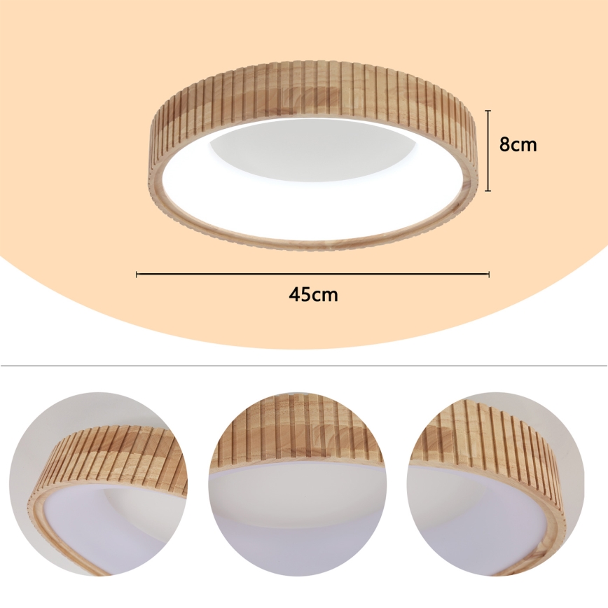 Brilagi - потолочный LED-светильник FALCON WOOD MODERN, 30W, 230V, 3000/4000/6000K, диаметр 45 см, отделка под дерево